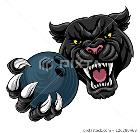 Black Panther Leopard Jaguar Cat Bowling Mascot 126280469