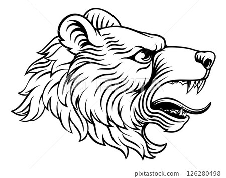 Bear Head Woodcut Etching Vintage Style Bear Head Woodcut Etching Vintage Style 126280498