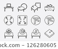 Japanese folding table line icon set 126280605