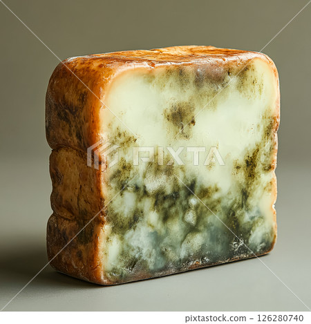 Block of soap with a green and white pattern on it 126280740
