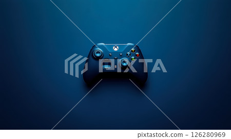 Blue Xbox controller is on a blue background Blue Xbox controller is on a blue background 126280969