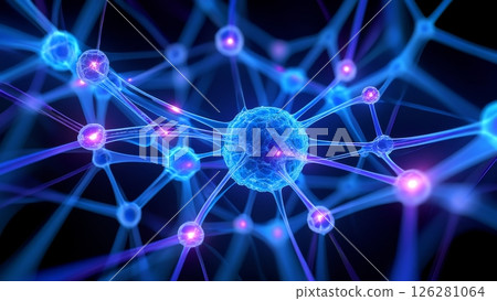 AI Brain Network: Glowing Neural Connections in a Digital Space 126281064