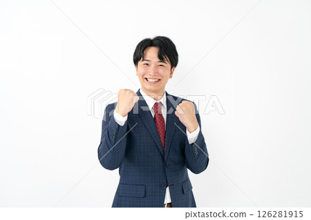 Young businessman guts pose Young businessman guts pose 126281915