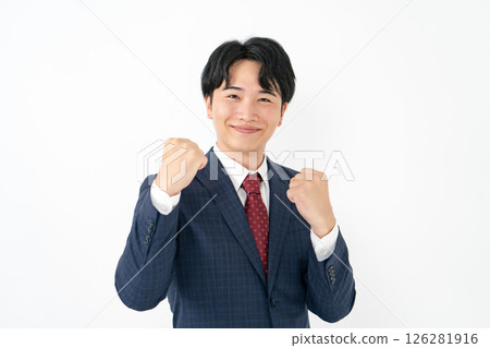 Young businessman guts pose Young businessman guts pose 126281916