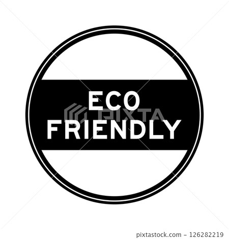Black color round seal sticker in word eco friendly on white background 126282219