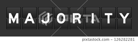 Black color analog flip board with word majority on gray background 126282281