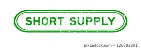 Grunge green short supply word rubber seal stamp on white background 126282291