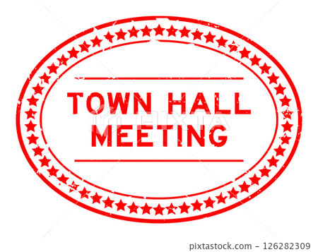 Grunge red town hall meeting word oval seal stamp on white background Grunge red town hall meeting word oval seal stamp on white background 126282309