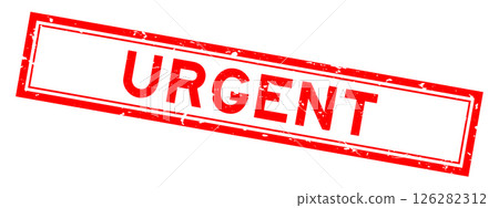 Grunge red urgent word square rubber seal stamp on white bacckground 126282312