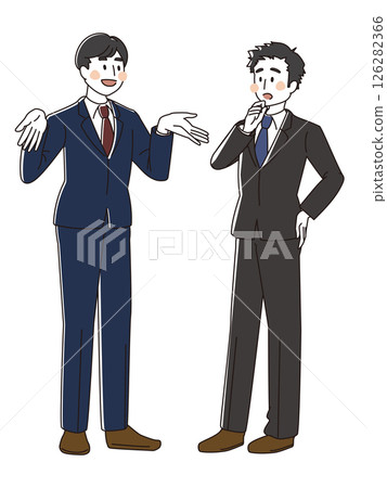 A business illustration of two men in suits having a conversation A business illustration of two men in suits having a conversation 126282366