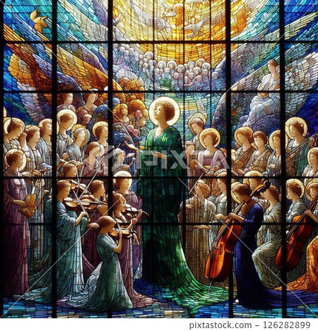 beautiful stained glass, cathedral stained glass, church stained glass 126282899
