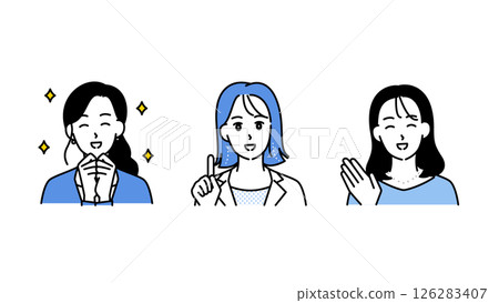Illustration set B of three motivated and smiling business women Illustration set B of three motivated and smiling business women 126283407