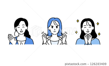 圖解組 B：三位積極進取、微笑的商界女性 126283409