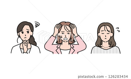 三位商界女性表達憂慮、困惑和焦慮的插圖 A2 126283434