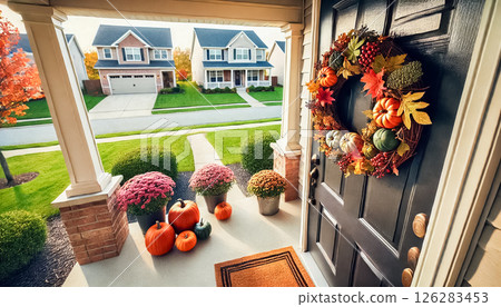 berries, pumpkins, autumn charm 126283453