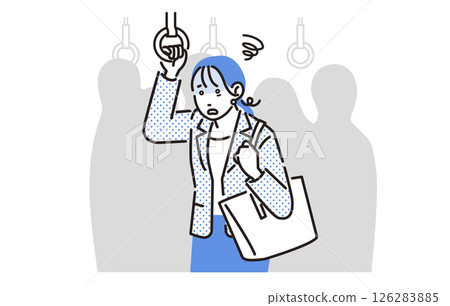 一名女子在通勤列車上感到不適 126283885