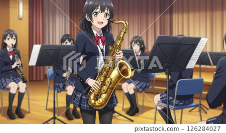 演奏樂器的女學生 126284027