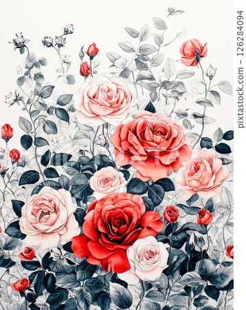 Illustration of calm red roses 126284094