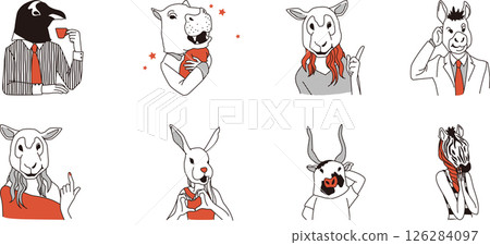 Illustration of fun people wearing animal masks 02 126284097