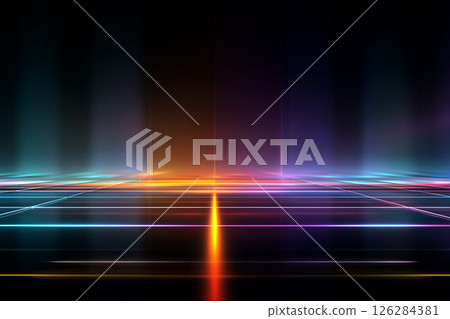 具有未來主義光線的黑色背景上的抽象背景 126284381