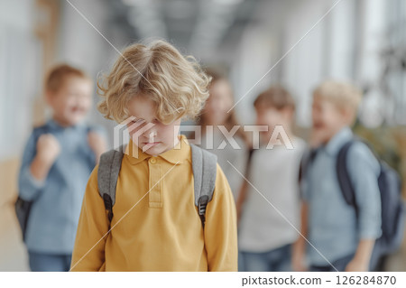 A child who is being bullied and looks sad 126284870