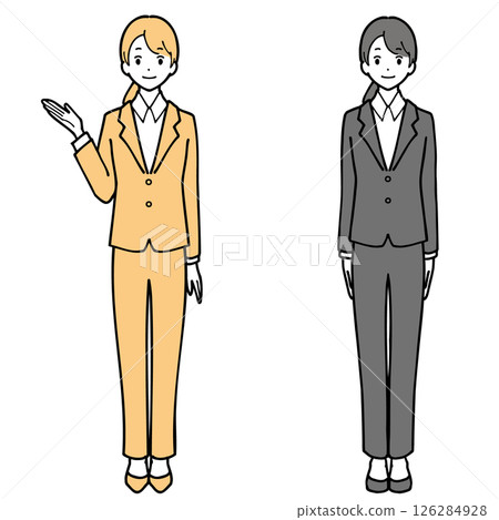 穿著西裝的女人指路的插畫集 126284928