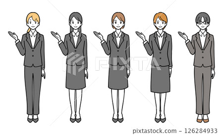 Full body illustration set of a woman in a suit 126284933