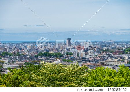View of Kanazawa city and the Kanazawa Plain in Ishikawa Prefecture from the panoramic hill of Daijoji Hill Park View of Kanazawa city and the Kanazawa Plain in Ishikawa Prefecture from the panoramic hill of Daijoji Hill Park 126285432
