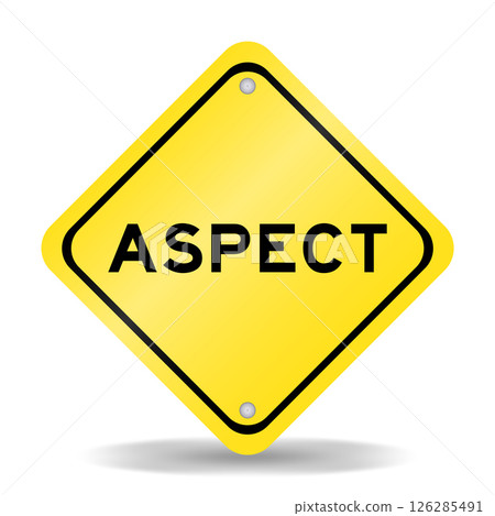 Yellow color transportation sign with word aspect on white background Yellow color transportation sign with word aspect on white background 126285491