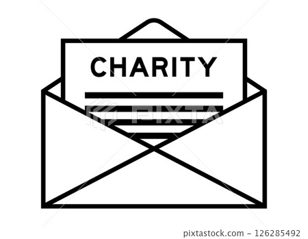 Envelope and letter sign with word charity as the headline 126285492