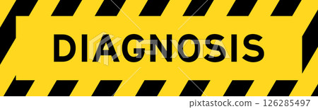 Yellow and black color with line striped label banner with word diagnosis 126285497