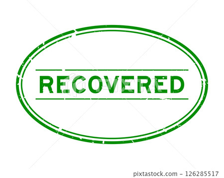 Grunge green recovered word oval rubber seal stamp on white background 126285517