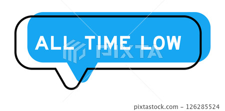 Speech banner and blue shade with word all time low on white background 126285524