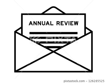 Envelope and letter sign with word annual review as the headline Envelope and letter sign with word annual review as the headline 126285525