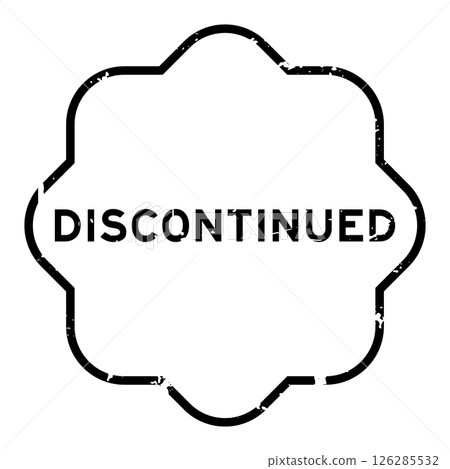 Grunge black discontinued word rubber seal stamp on white background 126285532
