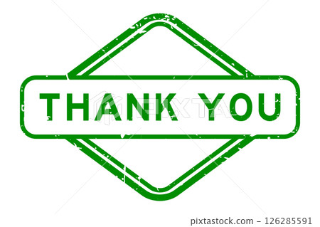 Grunge green thank you word rubber seal stamp on white background 126285591