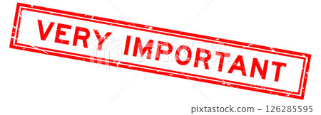 Grunge red very important word square rubber seal stamp on white bacckground 126285595