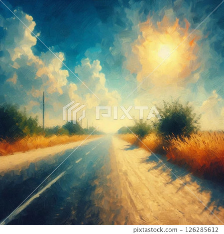 盛夏熱浪籠罩的道路 126285612