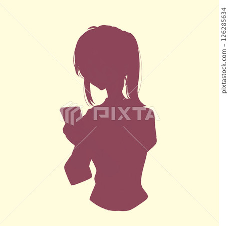 女人觸摸智慧型手機,馬尾辮,陰影圖片 女人觸摸智慧型手機,馬尾辮,陰影圖片 126285634