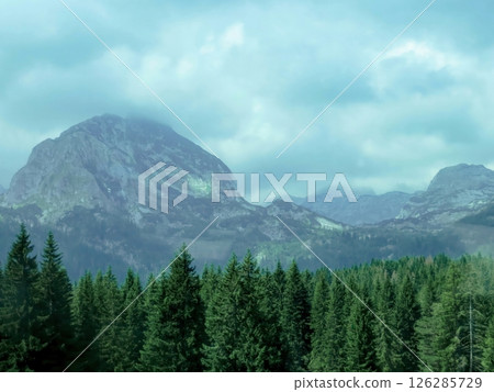 Stunning View of Mount Bobotov Kuk in Durmitor National Park, Montenegro During a Cloudy Day 126285729