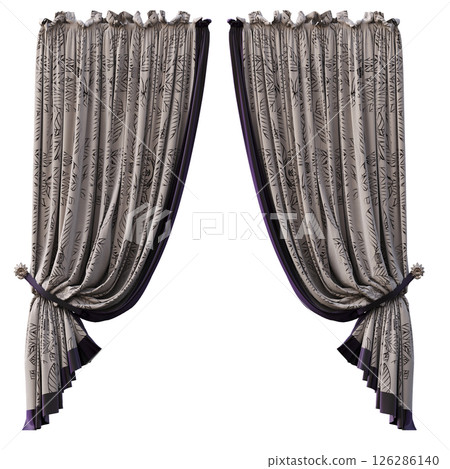 curtain isolated on a transparent background, interior decorations, 3D illustration, cg render curtain isolated on a transparent background, interior decorations, 3D illustration, cg render 126286140