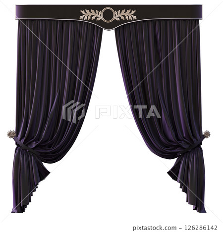 curtain isolated on a transparent background, interior decorations, 3D illustration, cg render curtain isolated on a transparent background, interior decorations, 3D illustration, cg render 126286142