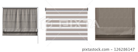 curtain isolated on a transparent background, interior decorations, 3D illustration, cg render 126286147
