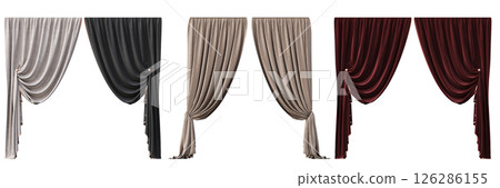 curtain isolated on a transparent background, interior decorations, 3D illustration, cg render curtain isolated on a transparent background, interior decorations, 3D illustration, cg render 126286155