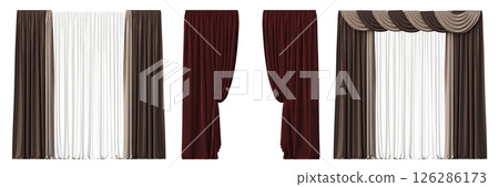 curtain isolated on a transparent background, interior decorations, 3D illustration, cg render curtain isolated on a transparent background, interior decorations, 3D illustration, cg render 126286173