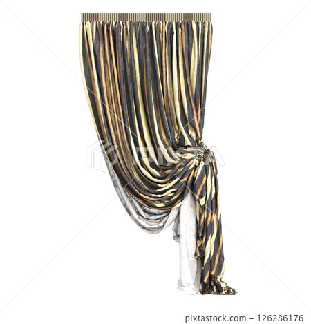 curtain isolated on a transparent background, interior decorations, 3D illustration, cg render 126286176
