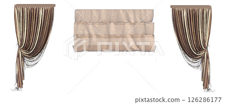 curtain isolated on a transparent background, interior decorations, 3D illustration, cg render curtain isolated on a transparent background, interior decorations, 3D illustration, cg render 126286177