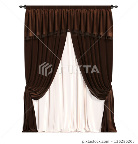 curtain isolated on a transparent background, interior decorations, 3D illustration, cg render 126286203