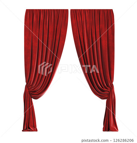 curtain isolated on a transparent background, interior decorations, 3D illustration, cg render 126286206