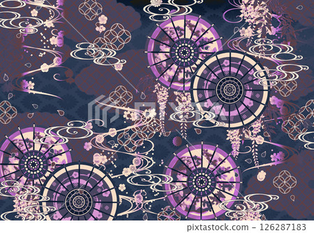 A gorgeous Japanese wallpaper with a design of a folding umbrella A gorgeous Japanese wallpaper with a design of a folding umbrella 126287183